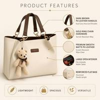 Tas Tote Kulit PU Anti Air dengan Logo Custom, Tas Selempang Besar Solid dengan Tali dan Resleting untuk Wanita, untuk Penggunaan Sehari-hari dan Penyimpanan
