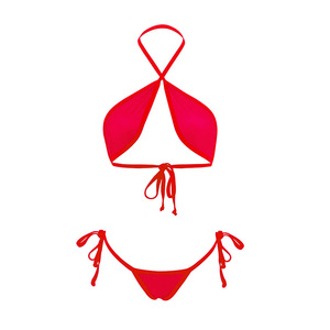Ensemble de bikini rouge, bretelles croisées, fines bretelles, string, maillot de bain extensible 2 pièces, vêtements de plage pour femmes - Product Image 1