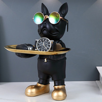 Plateau de bouledogue français noir moderne nordique personnalisé décoration de bureau de maison en résine créative pour la décoration de salon