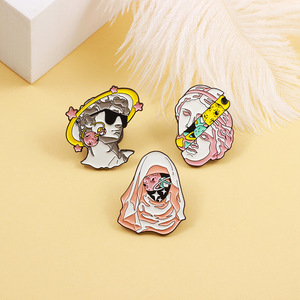 Sin estatua de yeso mínima Retrato segmentado Retrato de planeta Alfileres de esqueleto Alfileres de solapa de metal hechos en fábrica Alfileres de esmalte duro - Product Image 6