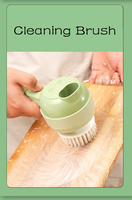 4-in-1 Elektrische Handmatige Plastic Multifunctionele Groente Snijder Schilmesje Container Huishoudelijke Keuken Knoflookpers Puree