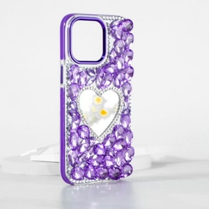 Sang Trọng Kim Cương Điện Thoại Di Động Trường Hợp Phụ Nữ Xinh Đẹp Điện Thoại Cover Quay Lại PC Trường Hợp Với Trái Tim Gương Đầy Màu Sắc Kim Cương Phụ Kiện - Product Image 1