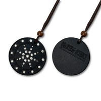 Collier Hoonni en pierre de lave noire avec pendentif tournesol en strass, énergie quantique, guérison, pour usage quotidien, cadeau