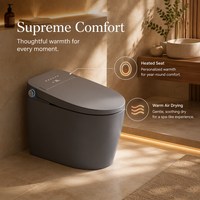 Toilette intelligente moderne avec bidet électrique sans réservoir, chasse d'eau silencieuse, télécommande, siège chauffant et siphon en S