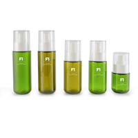 Flacon pulvérisateur en plastique PET PCR vert personnalisé de luxe avec logo, 50-200 ml, conteneur cosmétique à pompe pour les soins de la peau, marque de beauté, étiquette privée