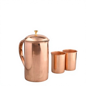 Classic Hammered Copper Water Pitcher with Lid 1.7L Eco-Friendly Handmade Drinking Jug and Cups for Home Party Use - Product Image 2