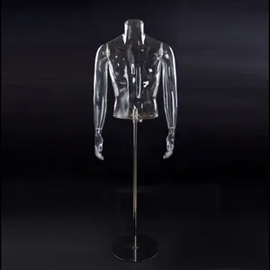 Биоразлагаемый прозрачный мужской манекен на верхнюю часть тела из поликарбоната без головы