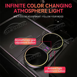 ลูกบิดน้ำหอมฮับ USB สำหรับเทสลารุ่น<span class=keywords><strong>3</strong></span> Y ที่วางแก้วคอนโซลกลางรถยนต์แบบชาร์จเร็วใหม่พร้อมไฟ RGB - Product Image 3