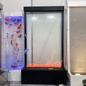 Contemporary Stainless Steel Frame Glass Waterfall LED Rain <b>Curtain</b> Landscape Decoration - Product Image 1