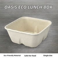 Boîte à lunch moderne TEANHE en bagasse biodégradable et écologique de 500 ml avec couvercle, idéale pour les restaurants et le camping