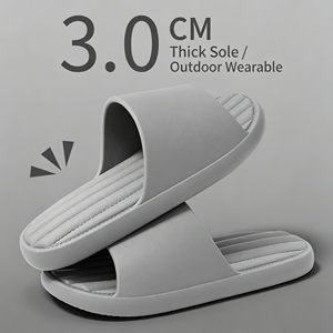 Gray PU <b>Slide</b> Slippers Open Toe Cushioned EVA Outsole Indoor All Seasons - Product Image 2