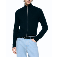 Pull cardigan en tricot à manches longues à double fermeture éclair de style décontracté pour homme
