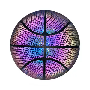 कस्टम लोगो आधिकारिक आकार 29.5 अंधेरे में चमकने वाला रिफ्लेक्टिव लेदर बास्केटबॉल आकार 7 पीयू/पीवीसी सामग्री फैक्टरी मूल्य