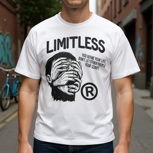 T-shirt Oversize Unisex con Grafica Illimitata, Illustrazione Grunge, Top Artistico Motivazionale - Product Image 3