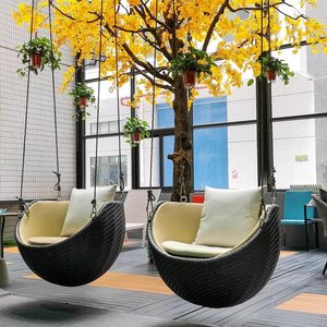 Cadeira Suspensa de Vime para Interiores, Baloiço Individual, Cadeira de Balanço para Varanda, Assento Preguiçoso de Lazer, Mobiliário para Interiores e Exteriores - Product Image 2