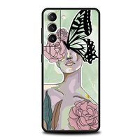 Paris bleu papillon Fille fleur Téléphone étui pour samsung Galaxy S24 S23 S22 5G S20 Ultra S21 FE S10 S9 Plus S10E S8 Lite 20 Couverture