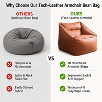 Fauteuil ergonomique en cuir technique OEM, pouf, canapé-lit, chaise longue imperméable et nettoyable avec billes EPP – Vente en gros