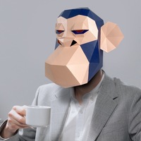 Masque intégral de singe chimpanzé géométrique à faible polyvalence, fait main en polyester/rayonne, unisexe pour adultes, pour performance de danse flamenco