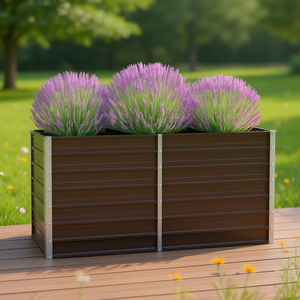 Bac à légumes surélevé en acier galvanisé 63x31.5x17.7 Marron pour plantes artificielles Utilisation extérieure - Product Image 2