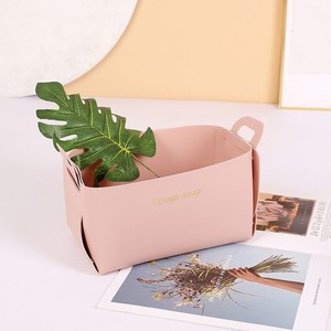 Simple Storage PU Leather Organizer Rectangular <b>Foldable</b> Desktop Skincare Cosmetics Tray Living Room Entryway Storage Box - Product Image 2