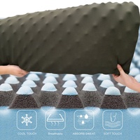 Cubrecolchón de Espuma Viscoelástica Moderna Azul con Efecto Ondulado, Tamaño Completo, Refrescante, con Diseño de Remolino, Tatami, Alivia la Presión del Dormitorio, Muebles para el Hogar
