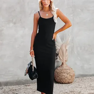 New Style Sexy Spicy Girl Summer Fashion American Women's Temperament Elegant Slim Knitted Dress Wrap Hip Suspended Dress