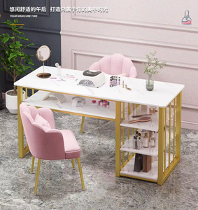 Mesa de Manicura Resistente a la Acetona para Técnicos de Uñas, con Marco Metálico, Estación de Salón de Belleza, Organizador de Almacenamiento - Product Image 3