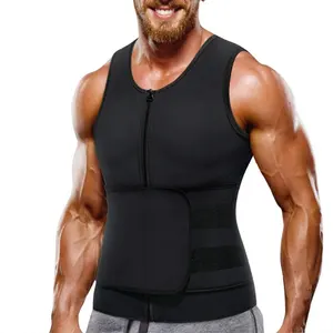 Neopreen Body Shaper Sauna Pak Tank Top Wegen Verlies Riem Rits Taille Trainer Vest Voor Mannen