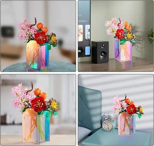 Acrylic <strong>Vase</strong> <strong>Lego</strong> <strong>Flowers</strong> Modern Decorative Puzzle Assembly Display Stand Home Office Creative Toy Bouquet Holder Smooth Finish - Product Image 3