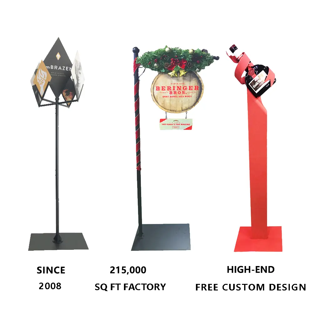 Custom Pos Pop Up Metal Pole Topper Display Stand Voor Wijn & Geesten