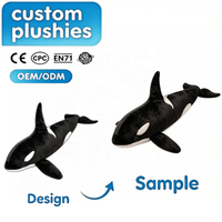 Coussin en peluche orca personnalisé OEM ODM, coussin doux en forme d'animal marin, jouet créature marine sur mesure pour cadeau, vente en gros