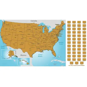 Mapa de viaje personalizado, rascador, de los Estados Unidos, España, Alemania, Australia y Europa