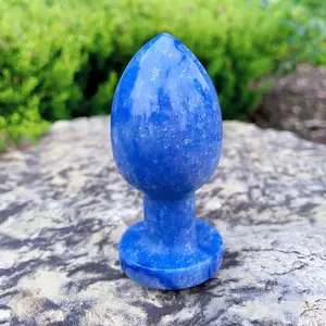 Doğal kristal mavi aventurin taş masaj yoni yumurta şekilli anal dildo