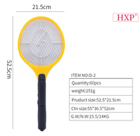 HXP Raquette Anti-Moustiques Électrique de Qualité Supérieure, Rechargeable avec Grille de Sécurité, pour la Maison, Certifiée CE