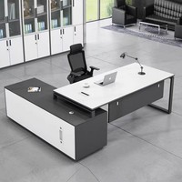 Set Scrivania e Sedia da Ufficio a L Personalizzato, Ecologico, Superficie Impermeabile/Ignifuga, Scrivania Direzionale Moderna e Resistente per Manager