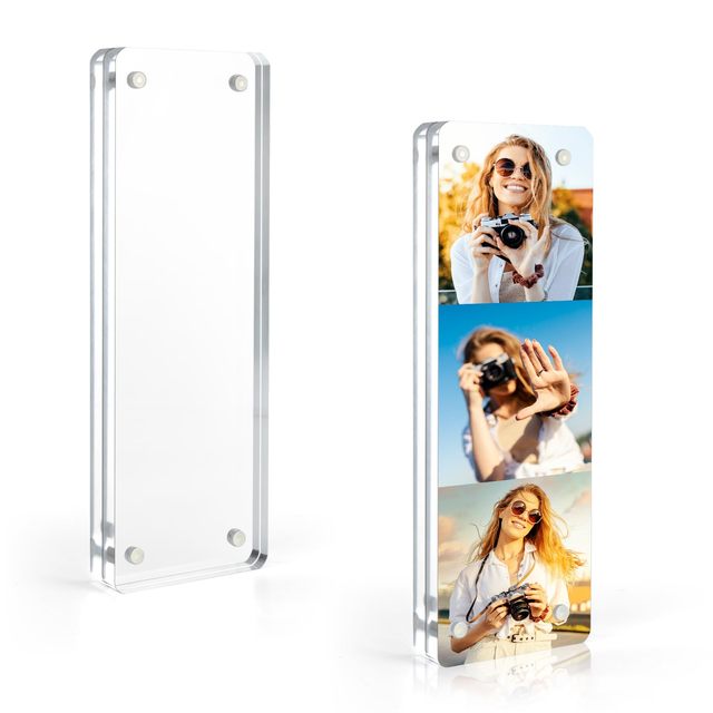 Photo Booth Frame 2x6 Picture Frame, Clear Acrylic Frame, Magnetic 2x6 Acrylic Picture Frames, Free Standing Desktop Display