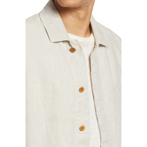 เสื้อเชิ้ตผ้าลินินผสมฝ้ายแขนยาวติดกระดุมสำหรับผู้ชายสั่งทำขายส่ง - Product Image 4