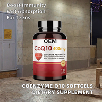 Capsules de CoQ10 400mg fermentées naturellement, OEM, 120 unités, soutien de la santé cardiaque, complément antioxydant
