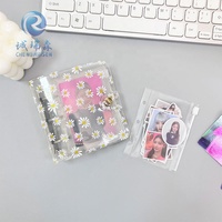 Pochette zippée A8 transparente givrée en PVC, mini pochette à 3 trous pour carnets, agendas, recharges de classeur, rangement de cartes d'identité