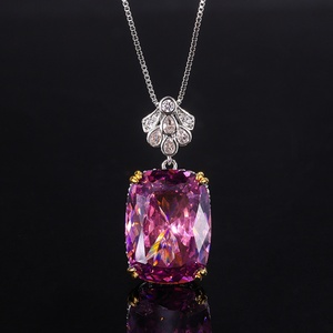 Wholesale Polished Eco-friendly <b>Copper</b> Jewelry 15*20mm Cubic Zirconia Anti Tarnish Simple Pendant Necklace for Women Party Gift - Product Image 2