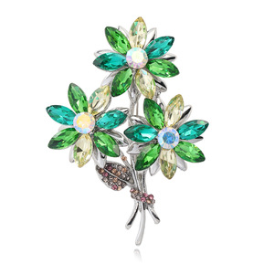 Broche vintage inspirée des fleurs multicolores, ornée de cristaux et de strass bordeaux, <span class=keywords><strong>champagne</strong></span> et gris - Product Image 3