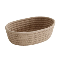 Panier de rangement en corde de coton tissé à la main, panier cadeau en corde de coton naturelle, forme ronde, petit panier