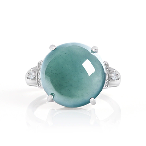 Natural genuine A-grade <b>jade</b> blue water pearl face <b>ring</b>, ice-grade <b>jade</b>, S925 silver setting, women's <b>ring</b>, adjustable design - Product Image 3