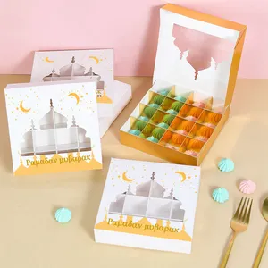 Kertas Kustom Kotak Ramadan Kalender Kedatangan Hadiah Lebaran Kotak Coklat Set Kosong Buatan Tangan untuk Kotak Kemasan Hadiah Ramadhan