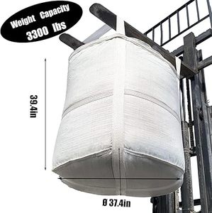 Huamaohengchun10Pcs Circular FIBC Bulk Bag,1.5 Ton Bag, Ø37.4" x 39.4"H,3300lbs SWL Safty Factor 3:1,Woven Polypropylene Bags - Product Image 3