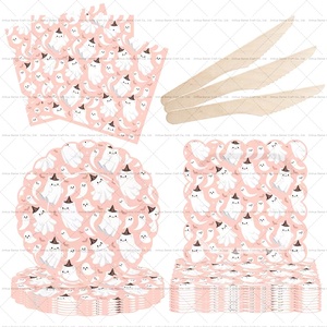 DAMAI Cute Little Ghost Halloween Party Table Decoration Disposable Paper Dinner Plates Dessert Plates Paper Plate Cutlery Sets - Product Image 4