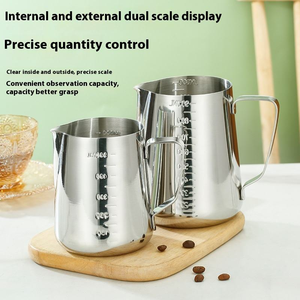 Source Pointu Professionnel Machine À Café <span class=keywords><strong>Lait</strong></span> Tasse <span class=keywords><strong>Ustensile</strong></span> 304 Épaissi En Acier Inoxydable Design Moderne Fleur Cylindre Style - Product Image 2