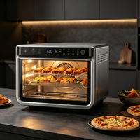 Four électrique multifonction 10-en-1 avec friteuse à air, double couche, pour la cuisson de pizzas, de toasts, de bagels et la déshydratation domestique