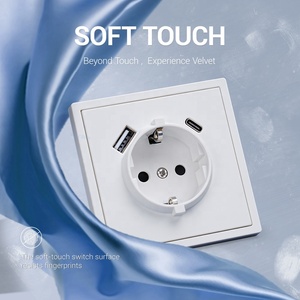 Tiêu chuẩn Châu Âu Đức ổ cắm với USB Type-A Loại-C sạc cổng chống cháy PC vấn đề bảng điều chỉnh tường Ổ cắm điện - Product Image 3