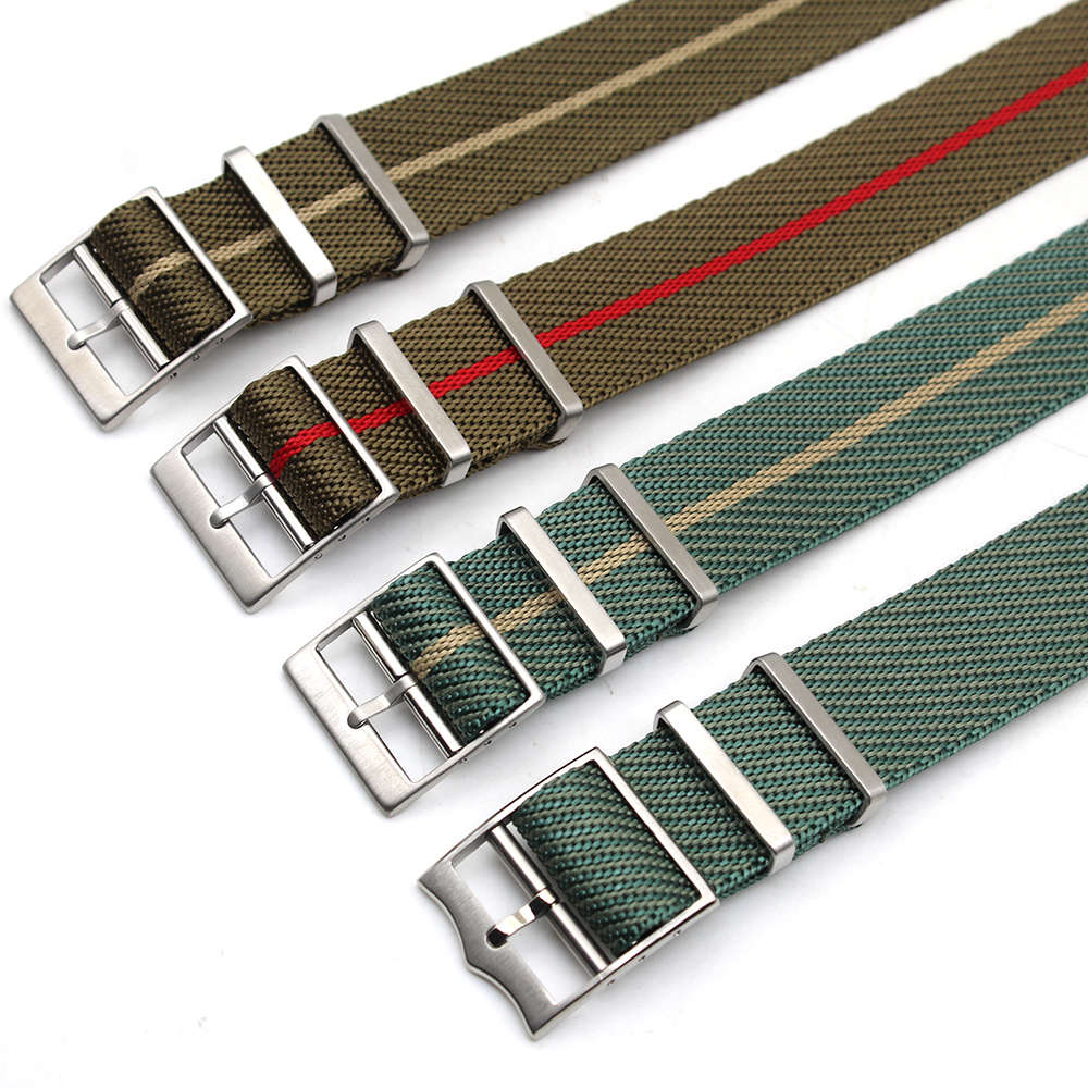 Correa de nailon G10 de una pieza para reloj, correa de nailon a rayas inclinadas, ajustable, de paso único, 20mm, 22mm, de tela personalizada